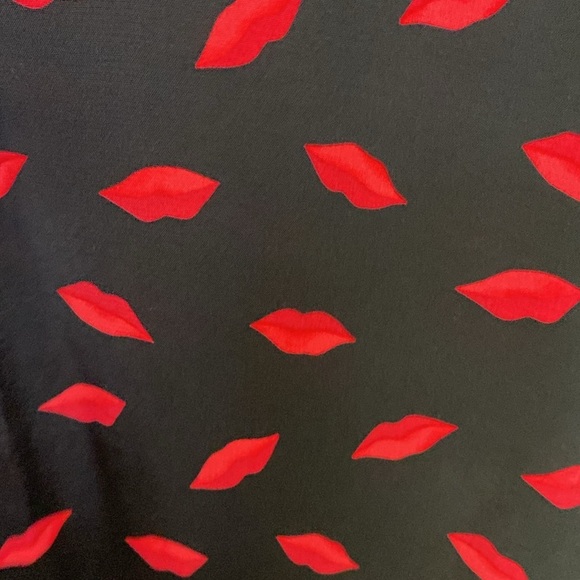 Women's Short Sleeve Maxi Sundress - A New Day Black/Red Lip Print Sz 4 - Picture 6 of 10